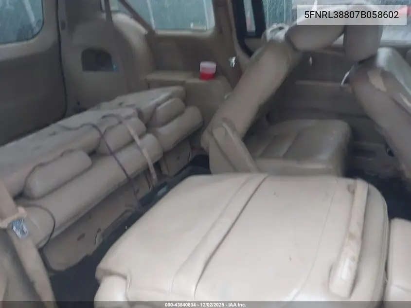 5FNRL38807B058602 2007 Honda Odyssey Touring