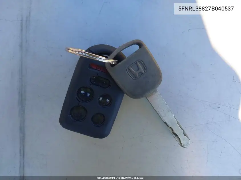 5FNRL38827B040537 2007 Honda Odyssey Touring