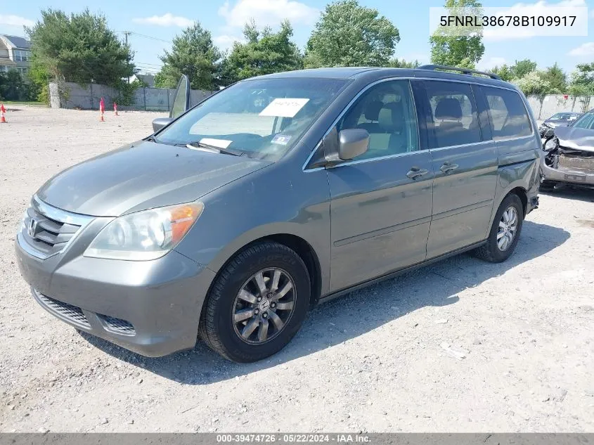 2008 Honda Odyssey Ex-L VIN: 5FNRL38678B109917 Lot: 39474726