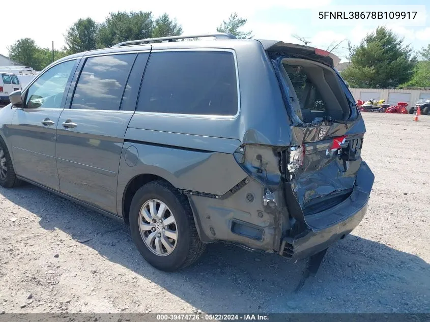 5FNRL38678B109917 2008 Honda Odyssey Ex-L