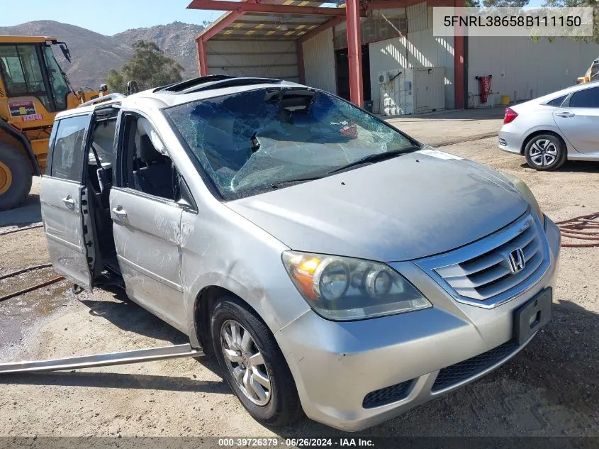 2008 Honda Odyssey Ex-L VIN: 5FNRL38658B111150 Lot: 40271319