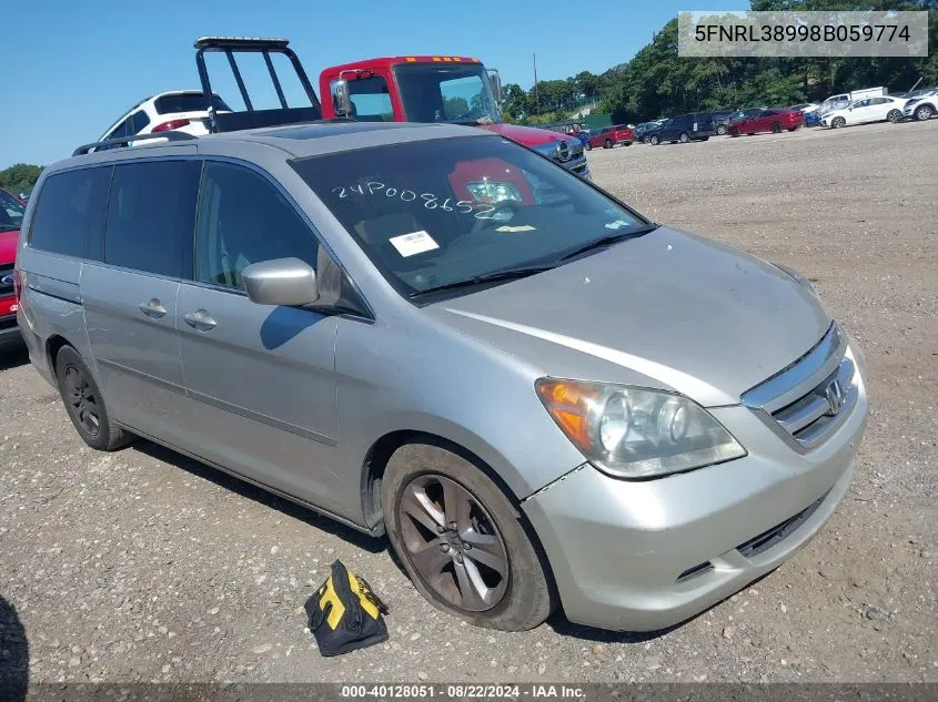 2008 Honda Odyssey Touring VIN: 5FNRL38998B059774 Lot: 40128051