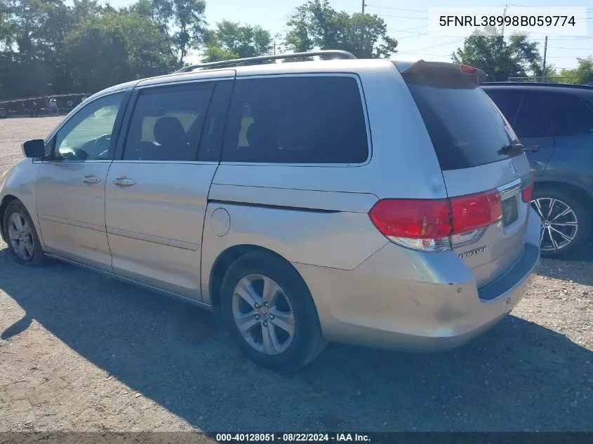 2008 Honda Odyssey Touring VIN: 5FNRL38998B059774 Lot: 40128051