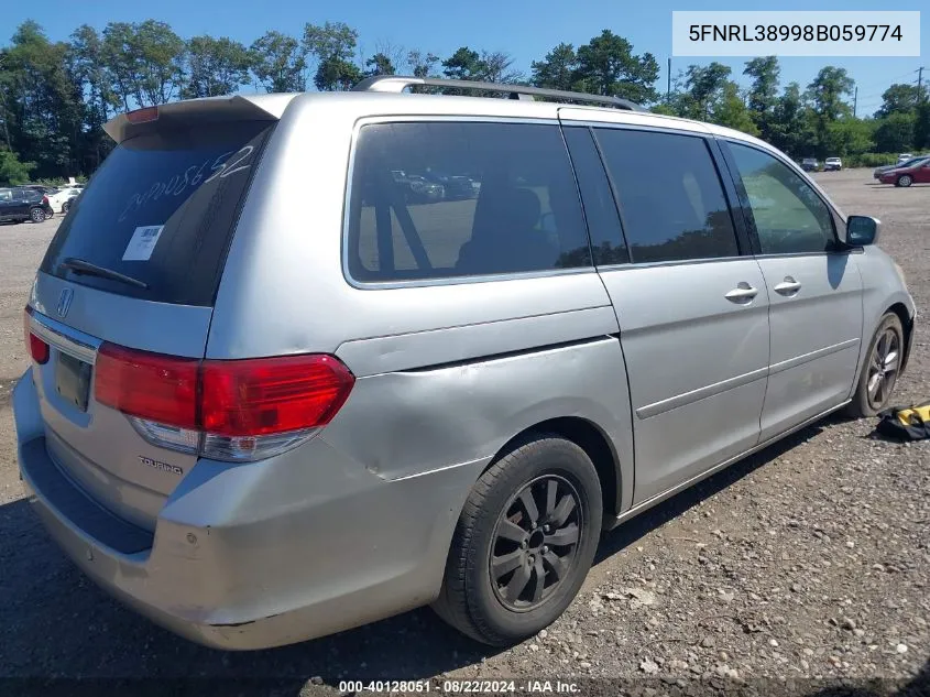 2008 Honda Odyssey Touring VIN: 5FNRL38998B059774 Lot: 40128051