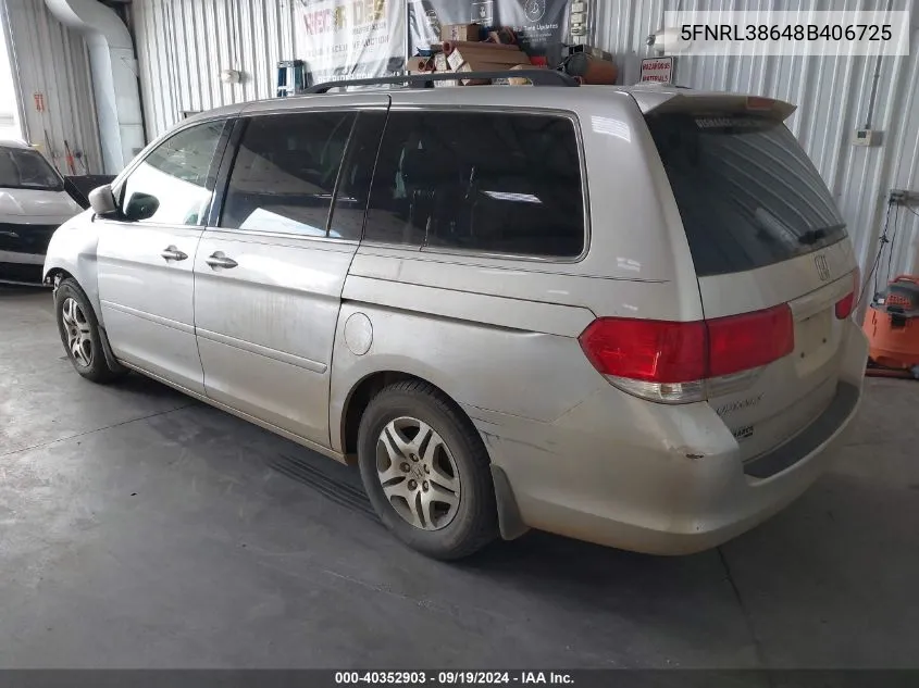 5FNRL38648B406725 2008 Honda Odyssey Ex-L