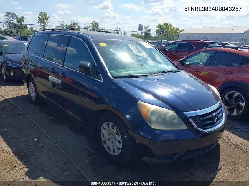 2008 Honda Odyssey Lx VIN: 5FNRL38248B043257 Lot: 40353377