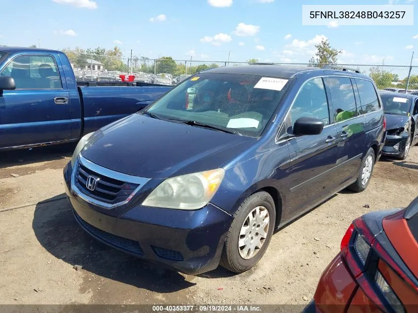 5FNRL38248B043257 2008 Honda Odyssey Lx