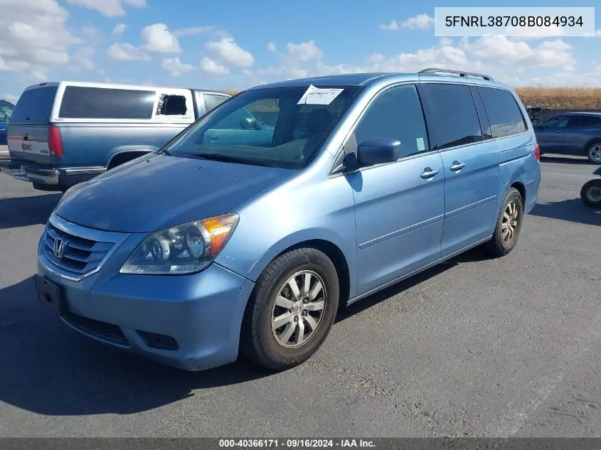 2008 Honda Odyssey Ex-L VIN: 5FNRL38708B084934 Lot: 40366171