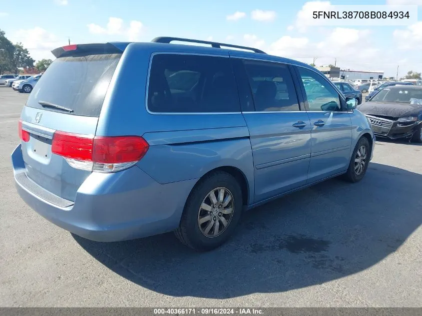 5FNRL38708B084934 2008 Honda Odyssey Ex-L