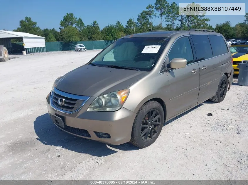 5FNRL388X8B107449 2008 Honda Odyssey Touring