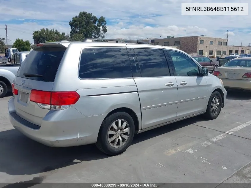 5FNRL38648B115612 2008 Honda Odyssey Ex-L