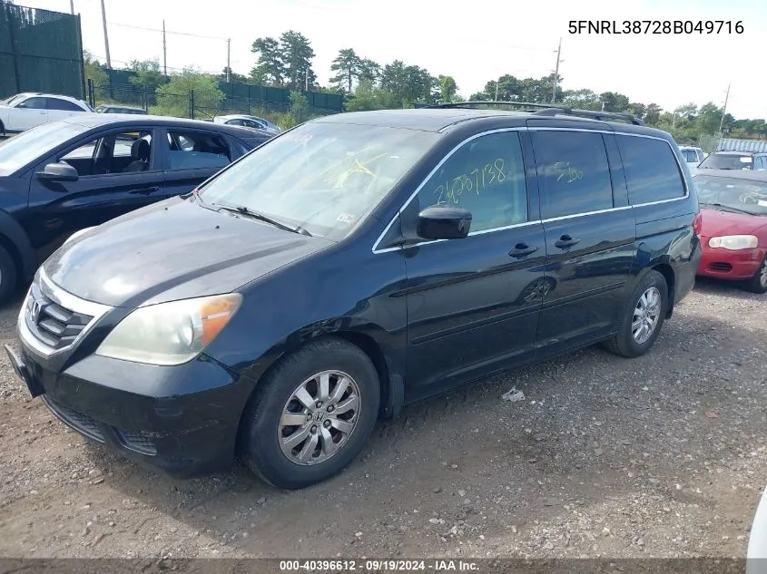 2008 Honda Odyssey Ex-L VIN: 5FNRL38728B049716 Lot: 40396612