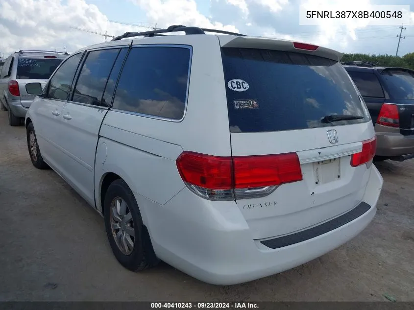 5FNRL387X8B400548 2008 Honda Odyssey Ex-L