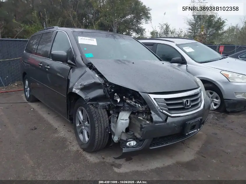 5FNRL38938B102358 2008 Honda Odyssey Touring