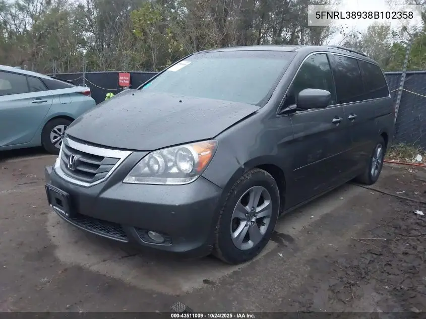 5FNRL38938B102358 2008 Honda Odyssey Touring