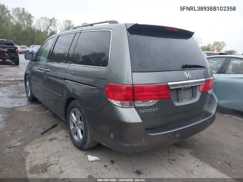 5FNRL38938B102358 2008 Honda Odyssey Touring