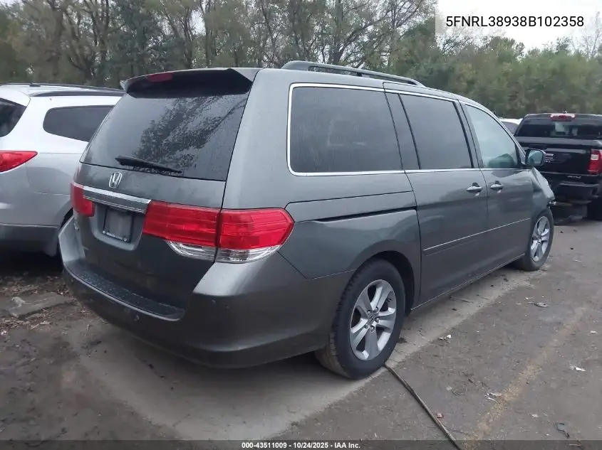 5FNRL38938B102358 2008 Honda Odyssey Touring