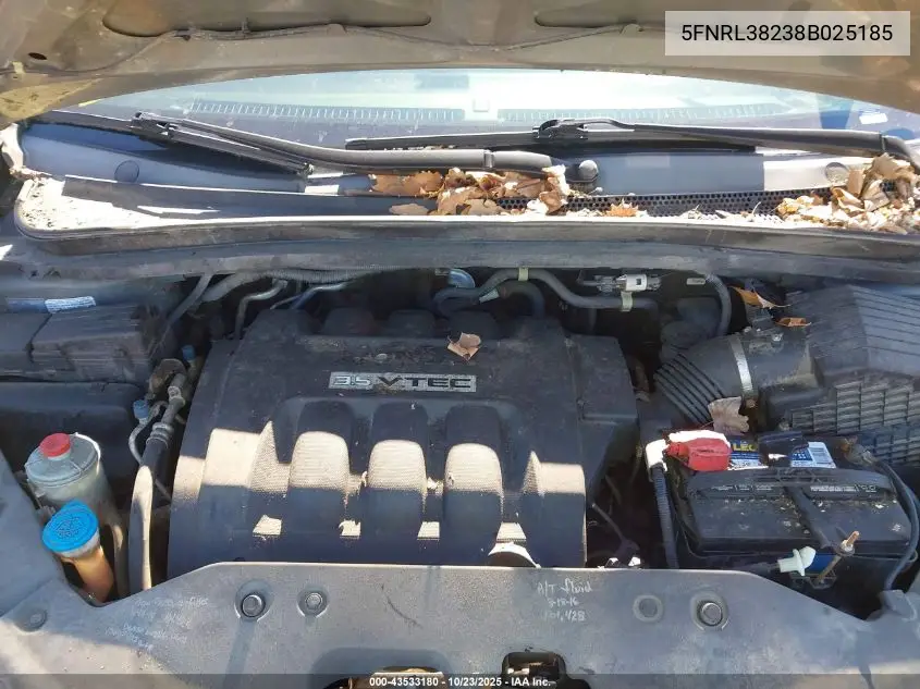 5FNRL38238B025185 2008 Honda Odyssey Lx