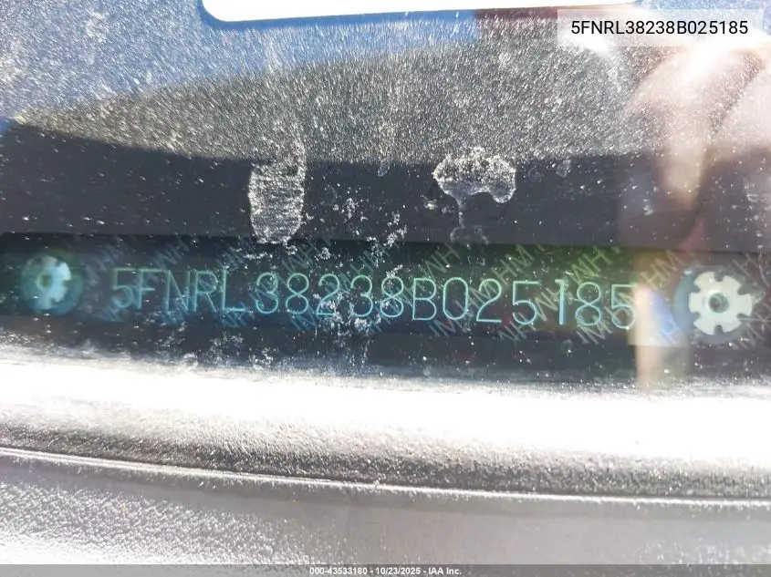 5FNRL38238B025185 2008 Honda Odyssey Lx