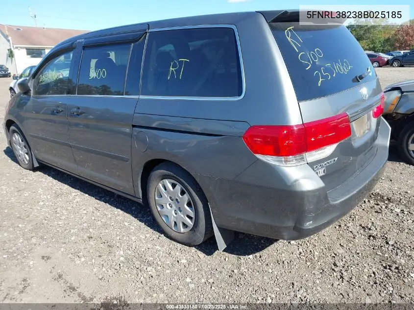 5FNRL38238B025185 2008 Honda Odyssey Lx