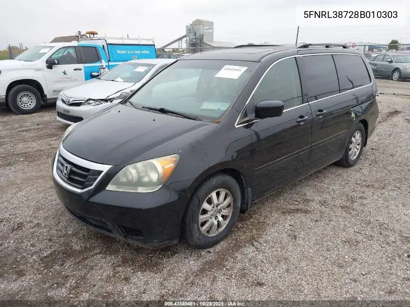 5FNRL38728B010303 2008 Honda Odyssey Ex-L