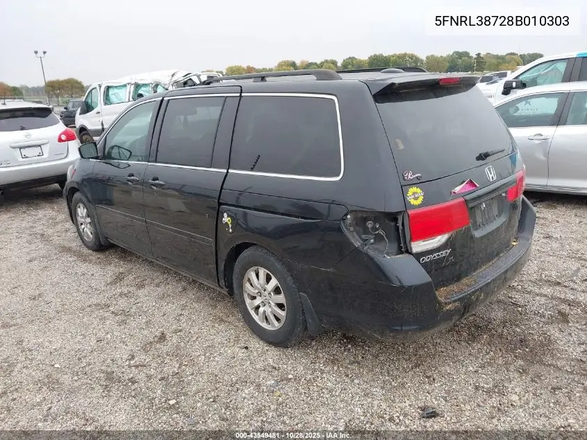 5FNRL38728B010303 2008 Honda Odyssey Ex-L