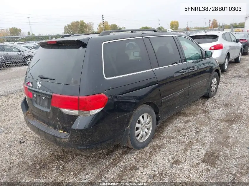 5FNRL38728B010303 2008 Honda Odyssey Ex-L
