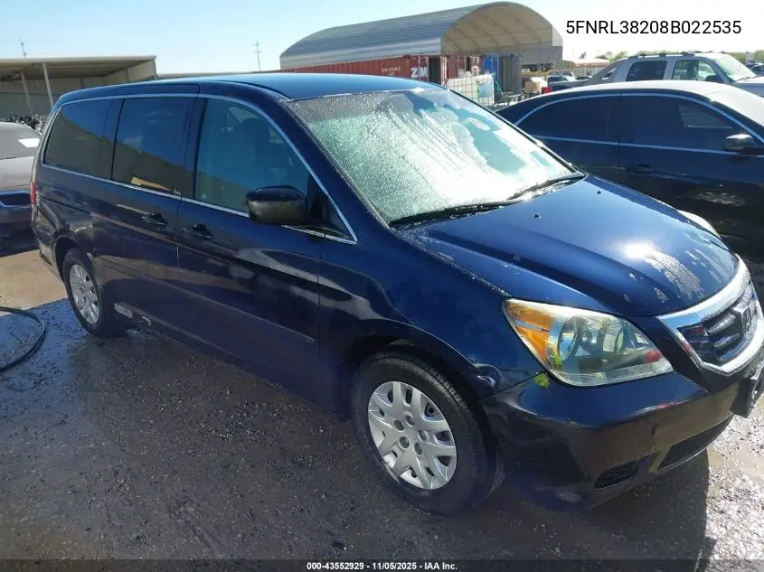 5FNRL38208B022535 2008 Honda Odyssey Lx