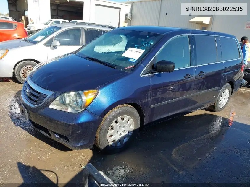 5FNRL38208B022535 2008 Honda Odyssey Lx