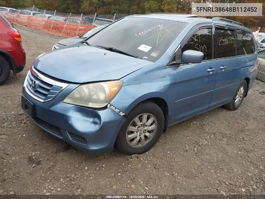 5FNRL38648B112452 2008 Honda Odyssey Ex-L