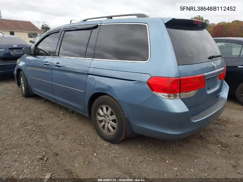 5FNRL38648B112452 2008 Honda Odyssey Ex-L