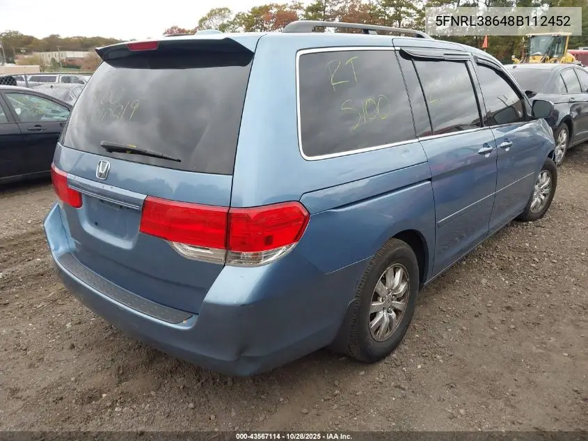 5FNRL38648B112452 2008 Honda Odyssey Ex-L