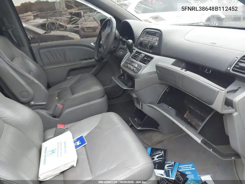 5FNRL38648B112452 2008 Honda Odyssey Ex-L