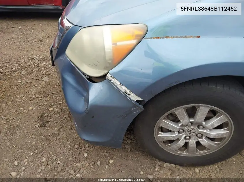5FNRL38648B112452 2008 Honda Odyssey Ex-L