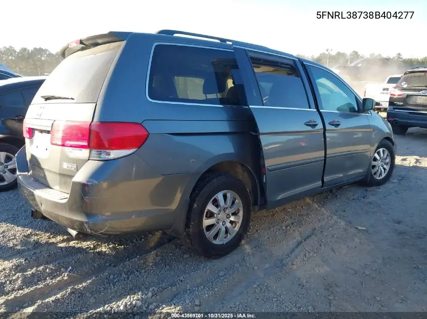 5FNRL38738B404277 2008 Honda Odyssey Ex-L