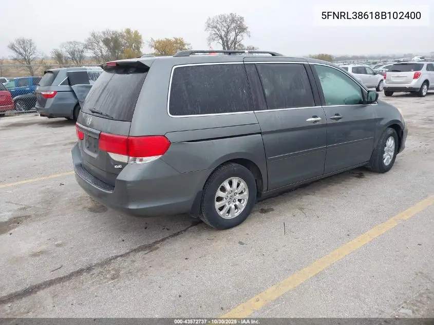 5FNRL38618B102400 2008 Honda Odyssey Ex-L
