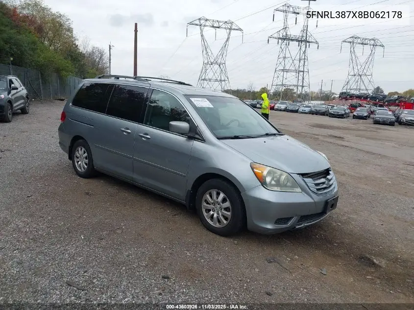 5FNRL387X8B062178 2008 Honda Odyssey Ex-L