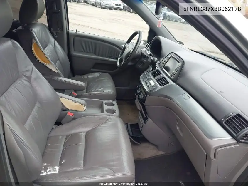 5FNRL387X8B062178 2008 Honda Odyssey Ex-L