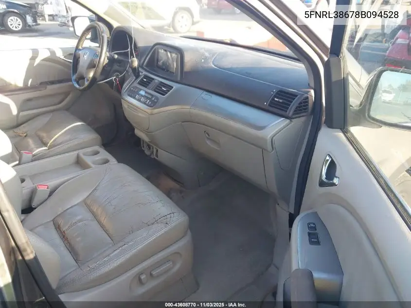 5FNRL38678B094528 2008 Honda Odyssey Ex-L