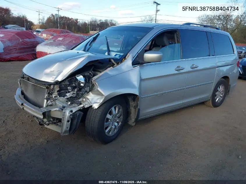 5FNRL38758B404734 2008 Honda Odyssey Ex-L