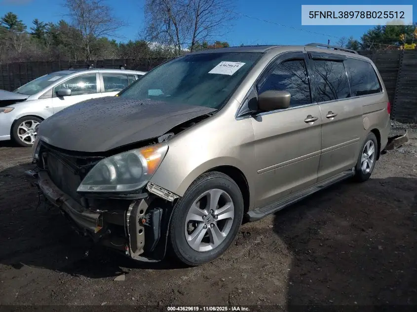 5FNRL38978B025512 2008 Honda Odyssey Touring
