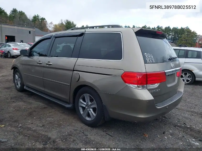 5FNRL38978B025512 2008 Honda Odyssey Touring