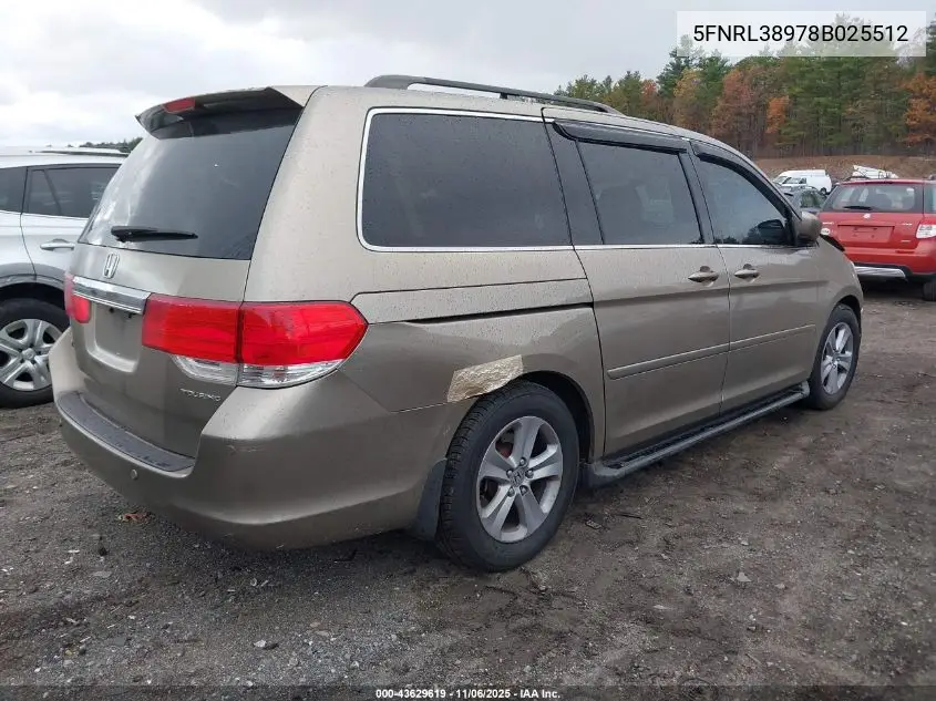 5FNRL38978B025512 2008 Honda Odyssey Touring