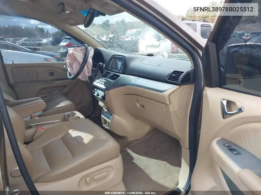 5FNRL38978B025512 2008 Honda Odyssey Touring