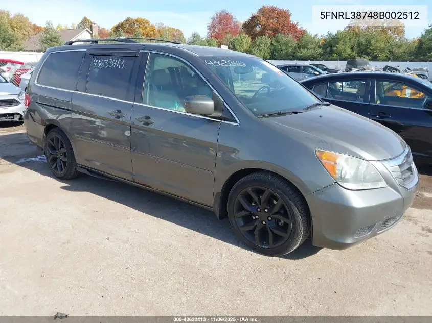 5FNRL38748B002512 2008 Honda Odyssey Ex-L