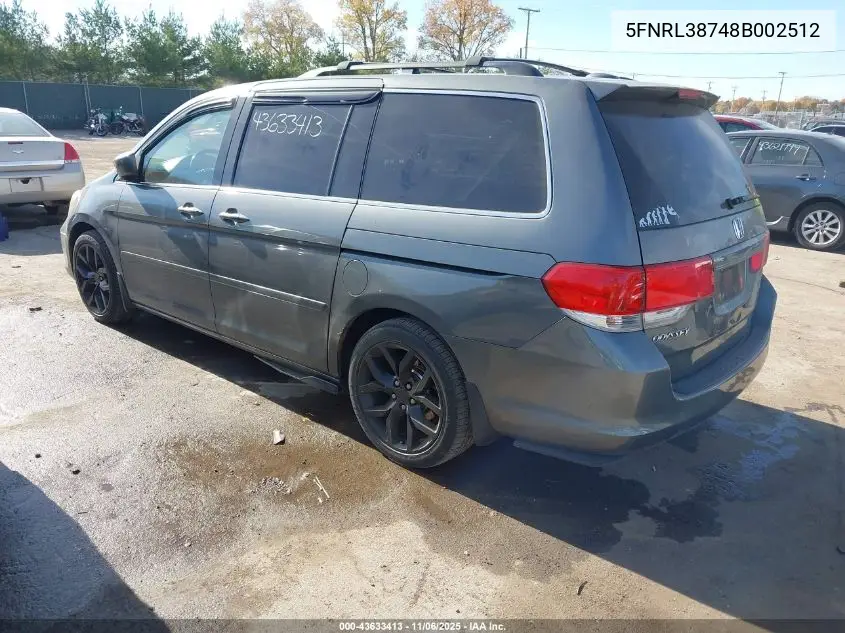 5FNRL38748B002512 2008 Honda Odyssey Ex-L