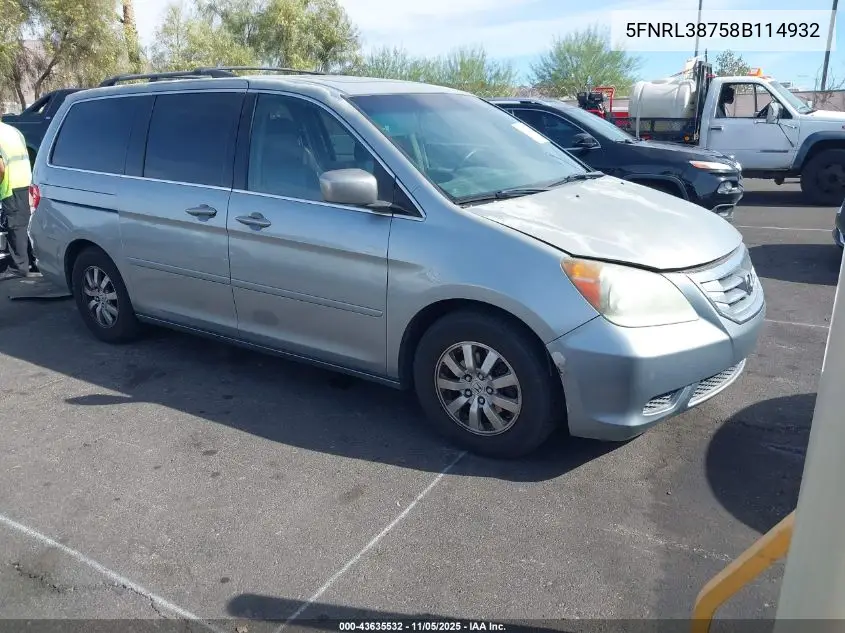 5FNRL38758B114932 2008 Honda Odyssey Ex-L