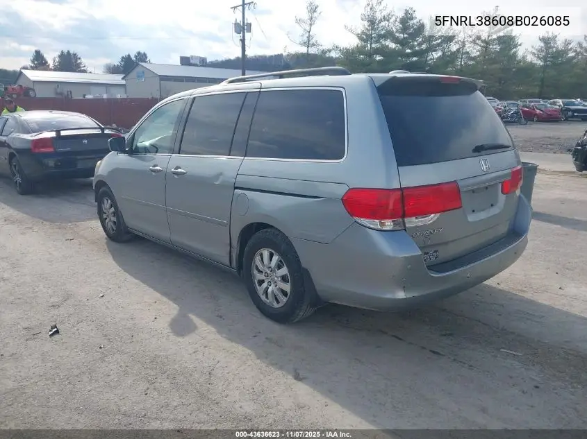5FNRL38608B026085 2008 Honda Odyssey Ex-L