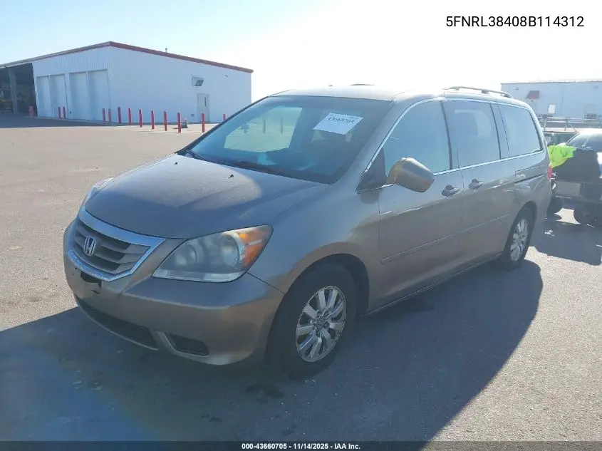 5FNRL38408B114312 2008 Honda Odyssey Ex
