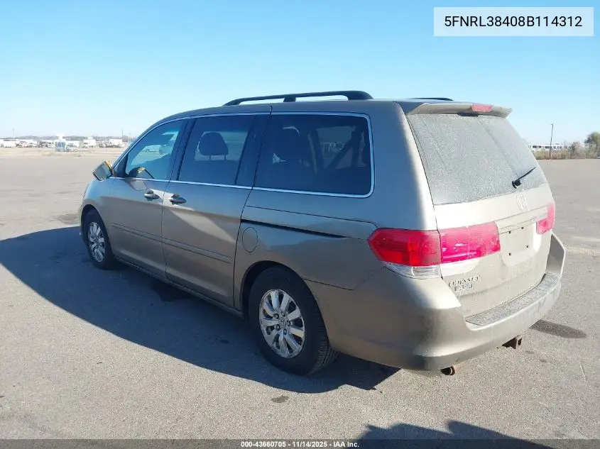 5FNRL38408B114312 2008 Honda Odyssey Ex
